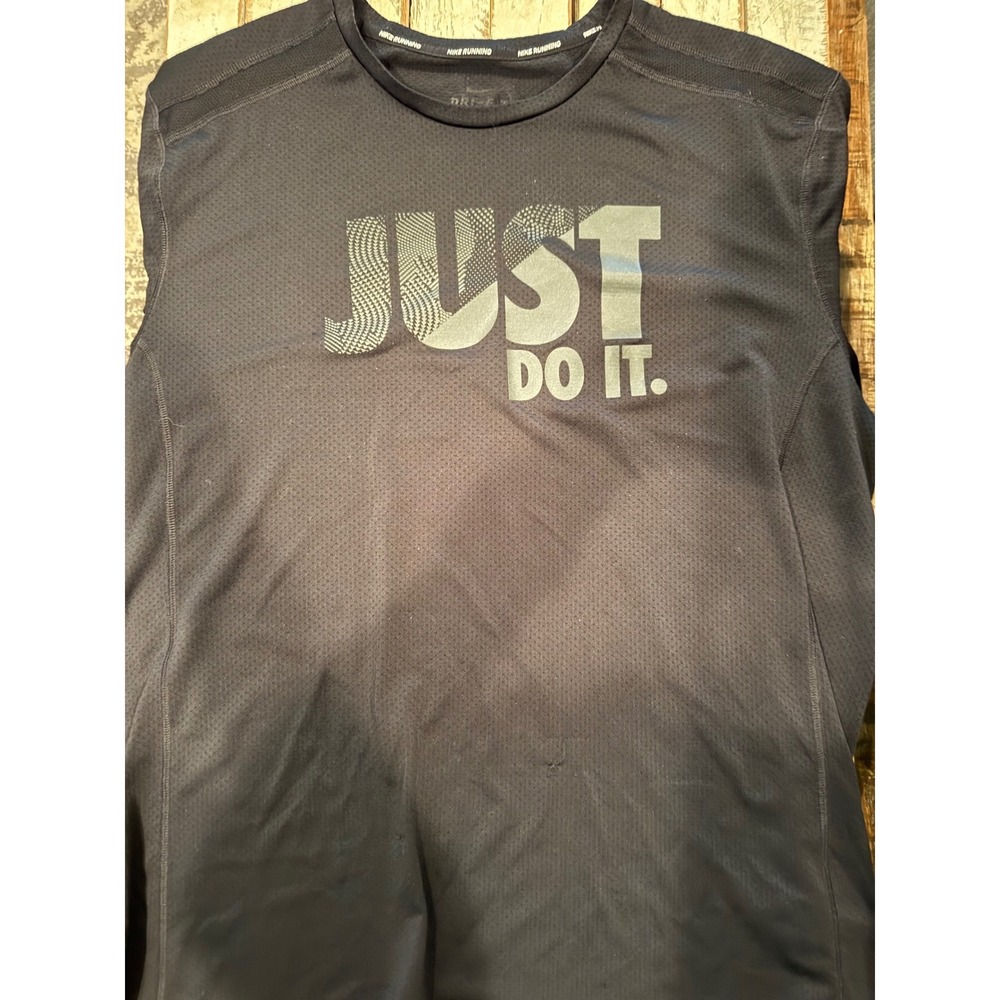 Nike Running Dri-FIT Sleeveless Shirt Mens Large Black Just Do It Tank Top